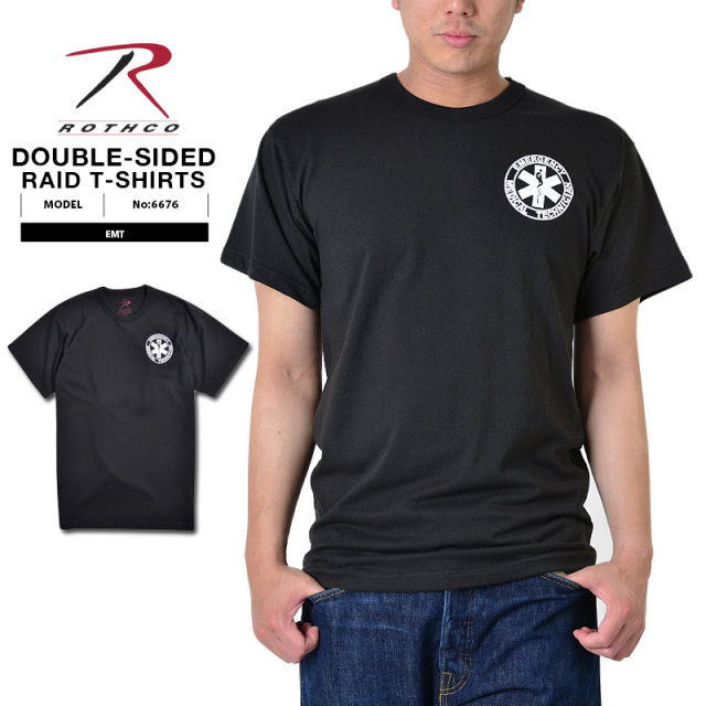 ★カートで割引対象品★ROTHCO ロスコ 6676 DOUBLE-SIDED EMT(EMERGENCY MEDICAL TECHNICIAN)Tシャツ【T】