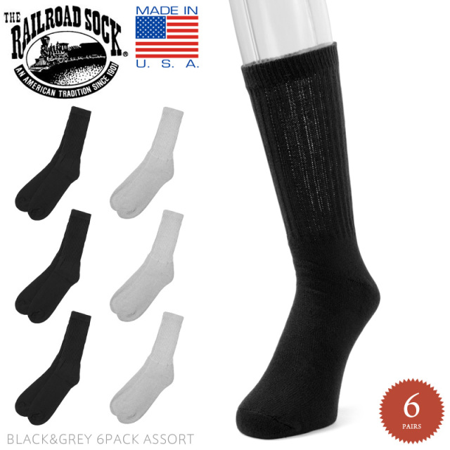 ★カートで割引対象品★RAILROAD SOCK レイルロードソック RS6091 6PAIR CREW SOCKS ソックス 靴下【T】