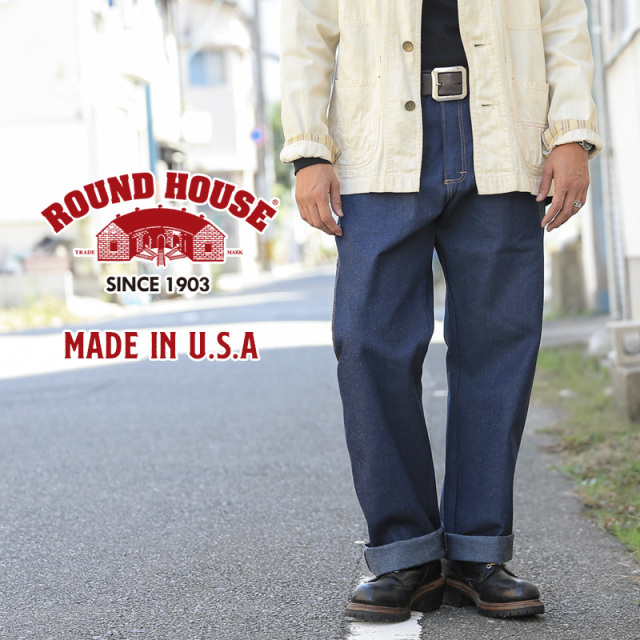 ★カートで割引対象品★【即日出荷対応】Round House ラウンドハウス 17RH101 5POCKET CARPENTER DUNGAREE JEANS 5ポケット デニム カーペンターパンツ 米国製【T】