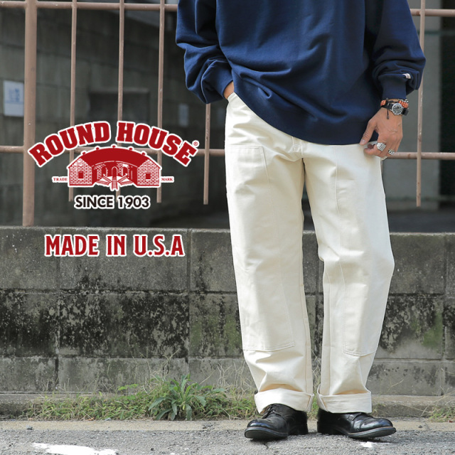 ★カートで割引対象品★【即日出荷対応】Round House ラウンドハウス 17RH1101 DOUBLE FRONT CARPENTER DUNGAREE JEANS ダブルフロント カーペンターパンツ 米国製【T】
