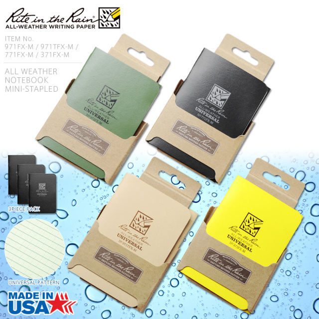 ★カートで割引対象品★【即日出荷対応】【ネコポス便対応】Rite In the Rain ライトインザレイン 米軍使用 ALL WEATHER NOTEBOOK MINI-STAPLED 防水タクティカルノートブック 3PIECE（971FX-M,971TFX-M,771FX-M,371FX-M）【T】