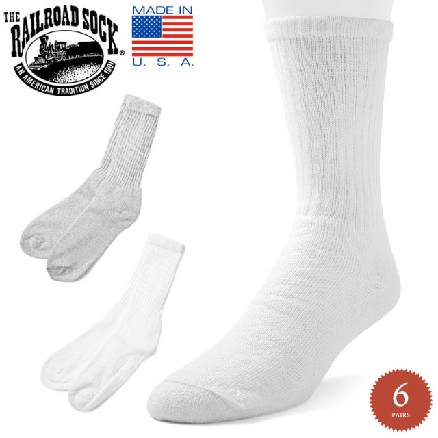 ★カートで割引対象品★RAILROAD SOCK レイルロードソック RS6070/RS6072 6PAIR CREW SOCKS ソックス【T】