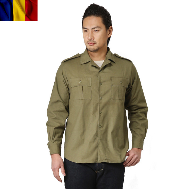 実物 新品 ルーマニア軍 VINTAGE フィールドシャツ ミリタリーファッション 軍服【キャンペーン対象外】 長袖 【T】