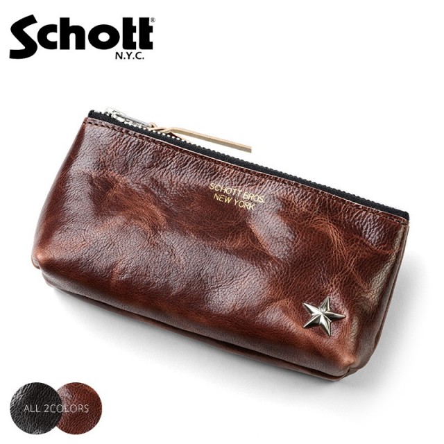 【8月25日前後で発送予定】Schott ショット 3169020 LEATHER POUCH MEDIUM【T】【キャンペーン対象外】