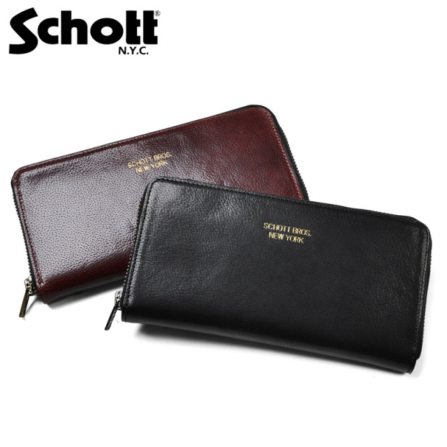 【8月25日前後で発送予定】Schott ショット 3169018 キップレザー ジッパー ワレット ロング【T】【キャンペーン対象外】
