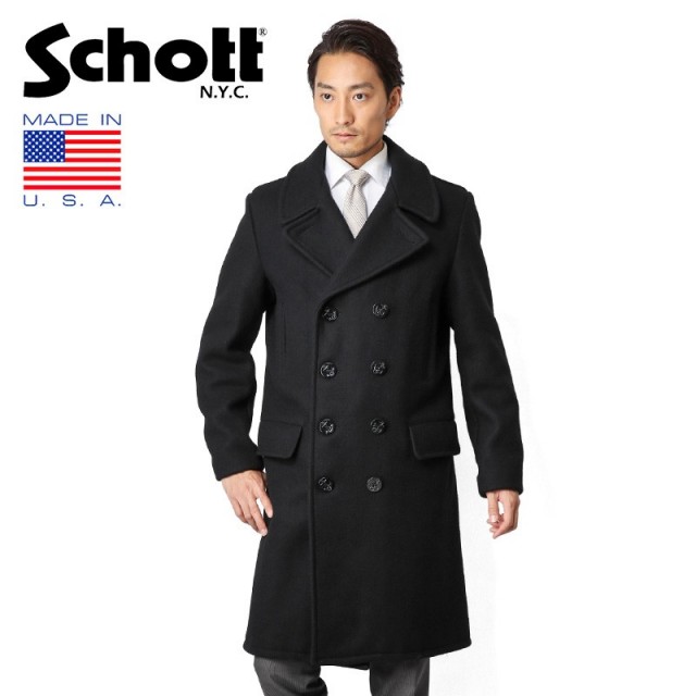 【8月25日前後で発送予定】★ポイント10倍★Schott ショット 714US ロングメルトンピーコート NAVY 7331【キャンペーン対象外】【T】