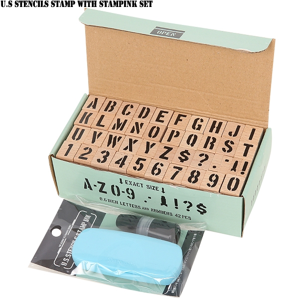 ★カートで割引対象品★U.S.ステンシルスタンプセット インク付き 42PIECE【T】