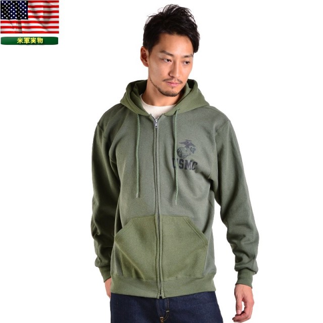 実物 新品 米軍USMC ジップスウェットパーカー イレギュラー 米軍放出品ミリタリーファッション 軍服【キャンペーン対象外】【T】
