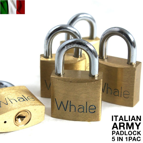 実物 新品 イタリア軍 パドロック 5個セット 南京錠【キャンペーン対象外】【T】ミリタリー