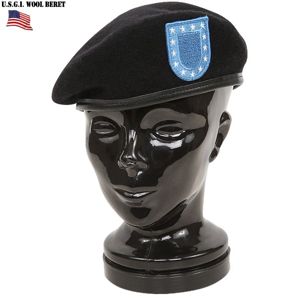 実物 新品 米陸軍ブラックベレー帽 フラッシュ付 米軍放出品【キャンペーン対象外】【T】ミリタリー