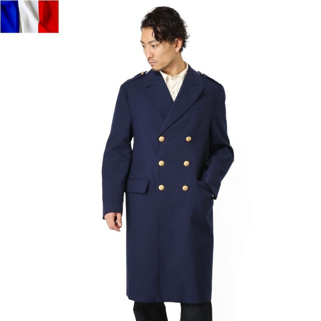 実物 新品 フランス軍NAVYギャバジンオーバーコートミリタリーファッション 軍服【キャンペーン対象外】【T】