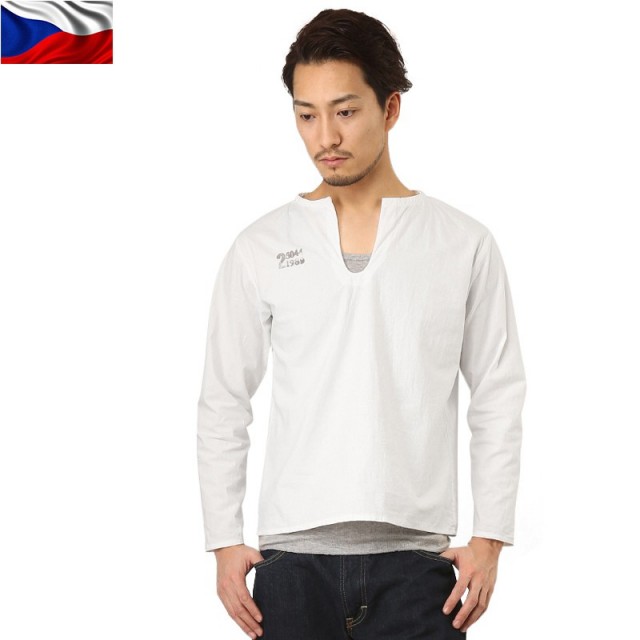 ☆今だけ15%OFF☆実物 新品 チェコ軍 1970年代スリーピングシャツ ホワイトミリタリーファッション 軍服【キャンペーン対象外】【T】