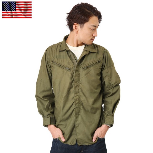 実物 米軍 ヘリクルーシャツ 斜めポケット USED 米軍放出品ミリタリーファッション 軍服【キャンペーン対象外】【T】