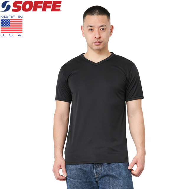 ★カートで割引対象品★【即日出荷対応】【ネコポス便対応】SOFFE ソフィー 1537MU MADE IN USA POLY BASE LAYER V-NECK ショートスリーブ Tシャツ ミリタリーファッション【T】