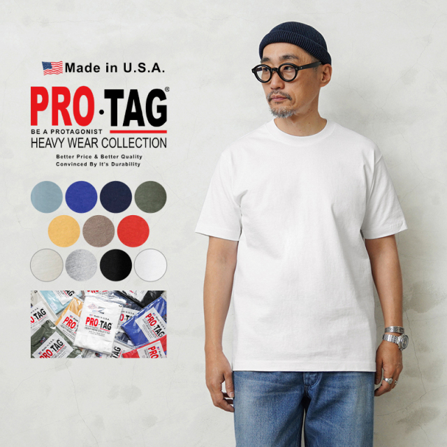 【即日出荷対応】PRO-TAG プロタグ SSIAL S-001 9oz SUPER HEAVY WEIGHT クルーネック S/S Tシャツ MADE IN USA【T】【キャンペーン対象外】
