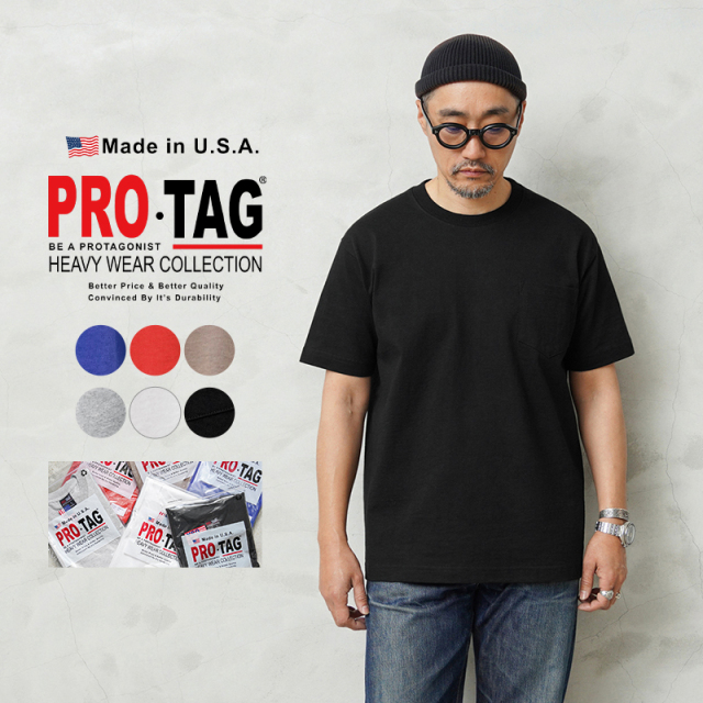 【即日出荷対応】PRO-TAG プロタグ SSIAL S-002 9oz SUPER HEAVY WEIGHT クルーネック S/S ポケットTシャツ MADE IN USA【T】【キャンペーン対象外】