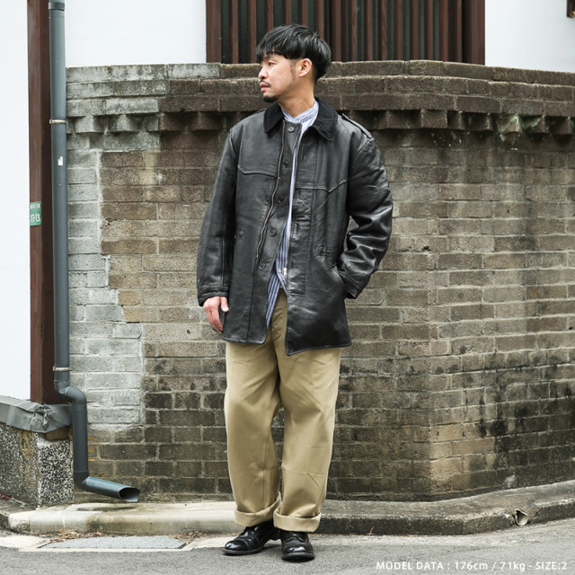 軍服 ミリタリーファッション スウェーデン軍 ゴートスキンレザー カー  