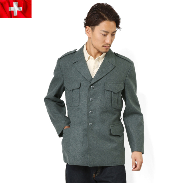 実物 スイス軍グレーウールジャケットミリタリーファッション 軍服【キャンペーン対象外】【T】
