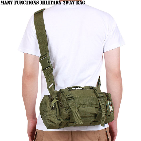 ★カートで割引対象品★多機能ミリタリー2WAYバック オリーブ【T】