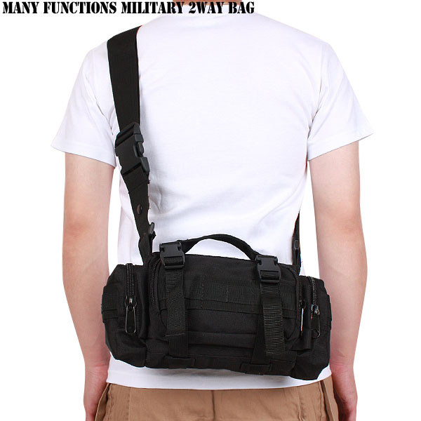 ★カートで割引対象品★多機能ミリタリー2WAYバック ブラック【T】