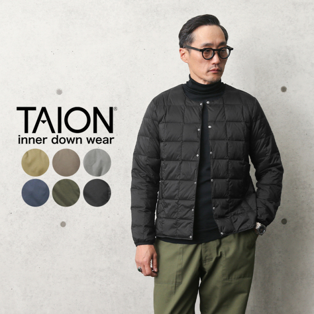 タイオン　クルーネックボタン インナーダウンジャケット　TAION 104 ベーシック クルーネックボタン インナーダウンジャケット – TAION