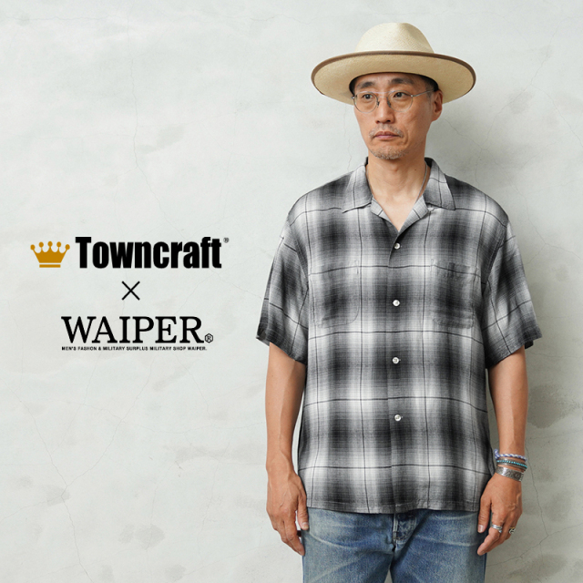 【即日出荷対応】WAIPER×TOWN CRAFT TC26S012WP 60’s OMBRE LOOP COLLAR S/S SHIRTS オンブレ ループカラー半袖シャツ【キャンペーン対象外】【T】