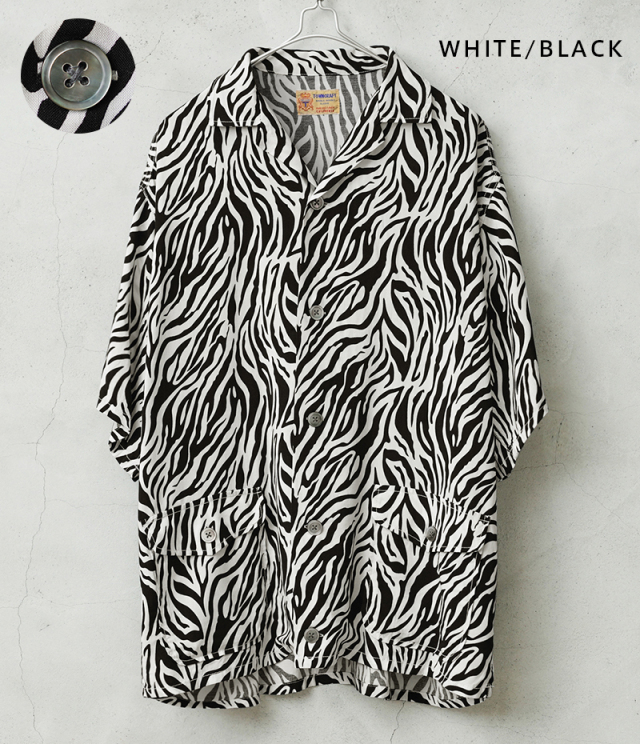 WAIPER×TOWN CRAFT TC26S013WP Zebra Pattern Rayon Beach Shirts