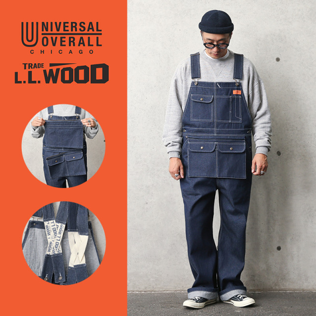 【即日出荷対応】UNIVERSAL OVERALL ユニバーサルオーバーオール U2111804RS UNIVERSAL OVERALL×L.L.WOOD エプロン付き ローバックオーバーオール【キャンペーン対象外】【T】