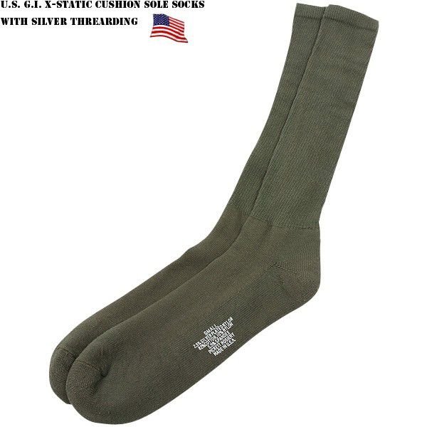 実物 新品 米軍X-STATIC CUSHION SOLEソックス OD 米軍放出品 靴下【キャンペーン対象外】【T】ミリタリー