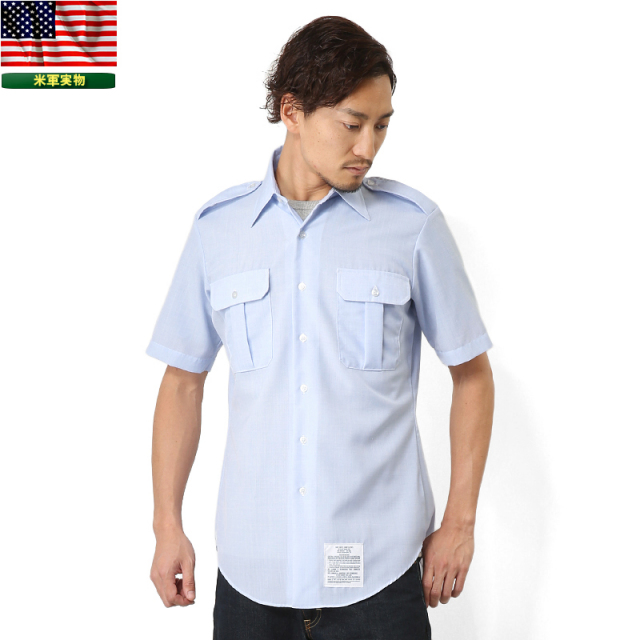 実物 新品 米空軍 AF BLUE 半袖ドレスシャツ 米軍放出品ミリタリーファッション 軍服【キャンペーン対象外】【T】