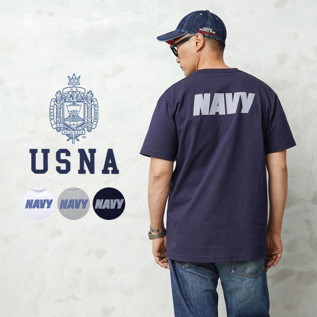 ★カートで割引対象品★【即日出荷対応】USNA（アメリカ海軍兵学校）オフィシャルライセンス HEAVYWEIGHT S/S クルーネックTシャツ USNA-023【T】
