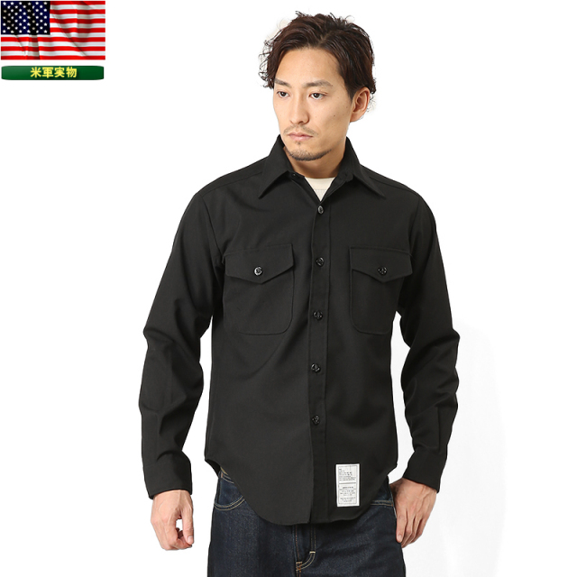 実物 新品 米軍 U.S.NAVY ドレスシャツ ブラック 米軍放出品ミリタリーファッション 軍服【キャンペーン対象外】【T】