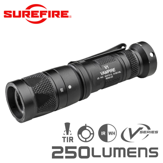 SUREFIRE シュアファイア V1 Vampire Dual-Output LED White and IR Output フラッシュライト / 250ルーメン（V1-B-BK）【キャンペーン対象外】 懐中電灯 防災用品【T】