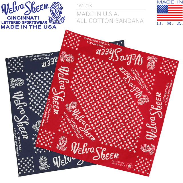 ★カートで割引対象品★【ネコポス便対応】Velva Sheen ベルバシーン 161213 MADE IN USA ALL COTTON バンダナ STAR（スター）【T】