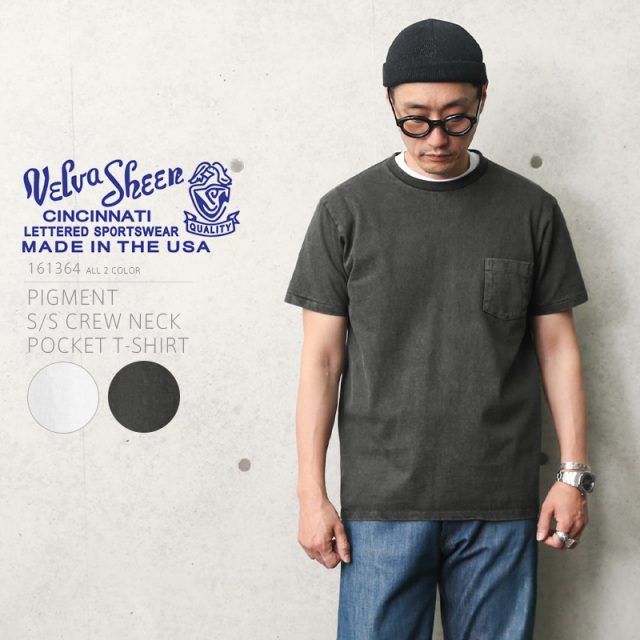 ★カートで割引対象品★Velva Sheen ベルバシーン 161364 PIGMENT S/S クルーネック ポケットTシャツ MADE IN USA【T】