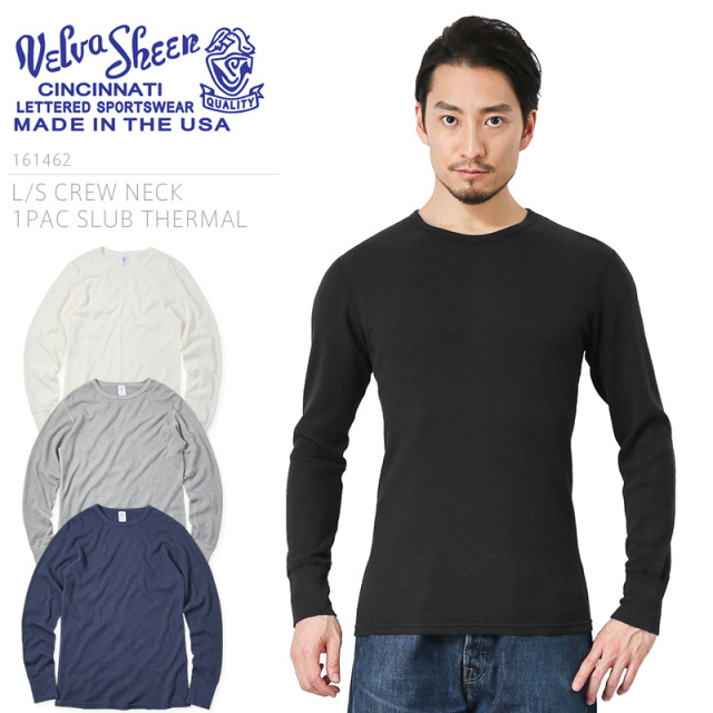 ★カートで割引対象品★Velva Sheen ベルバシーン MADE IN USA 161462 L/S クルーネック スラブサーマル パックTシャツ【T】