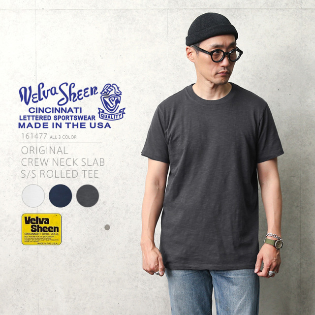 ★カートで割引対象品★【即日出荷対応】Velva Sheen ベルバシーン 161477 ORIGINAL CREW NECK SLAB SS ROLLED Tシャツ イエローラベル MADE IN USA【T】
