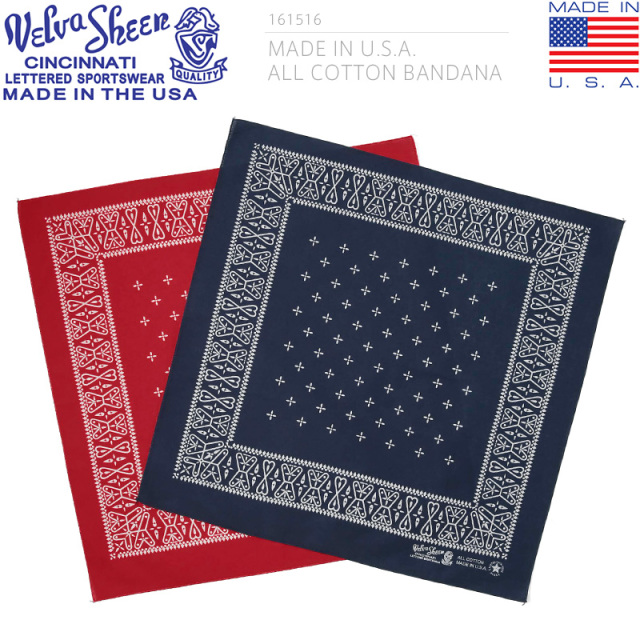 ★カートで割引対象品★【ネコポス便対応】Velva Sheen ベルバシーン 161516 MADE IN USA ALL COTTON バンダナ CROSS（クロス）【T】
