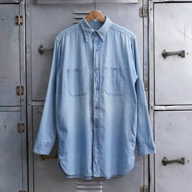1940s U.S. NAVY Chambray ユーティリティシャツ サイズ15【T】【キャンペーン対象外】