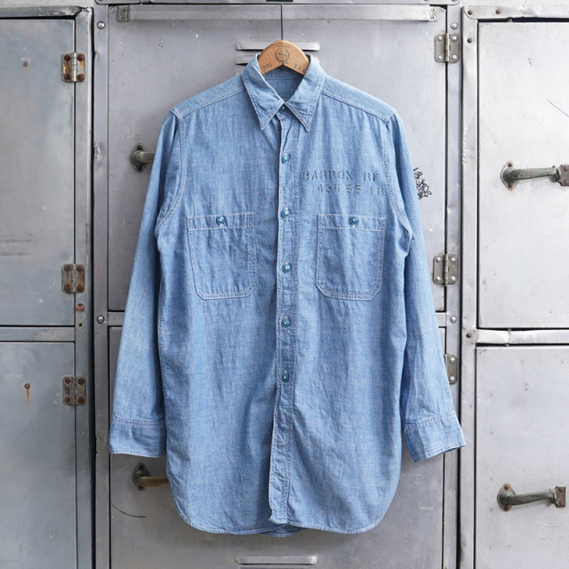 1940s U.S. NAVY Chambray ユーティリティシャツ 14サイズ【T】【キャンペーン対象外】