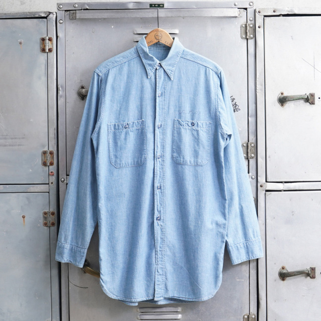 1940s U.S. NAVY Chambray ユーティリティシャツ 14ハーフサイズ【T】【キャンペーン対象外】