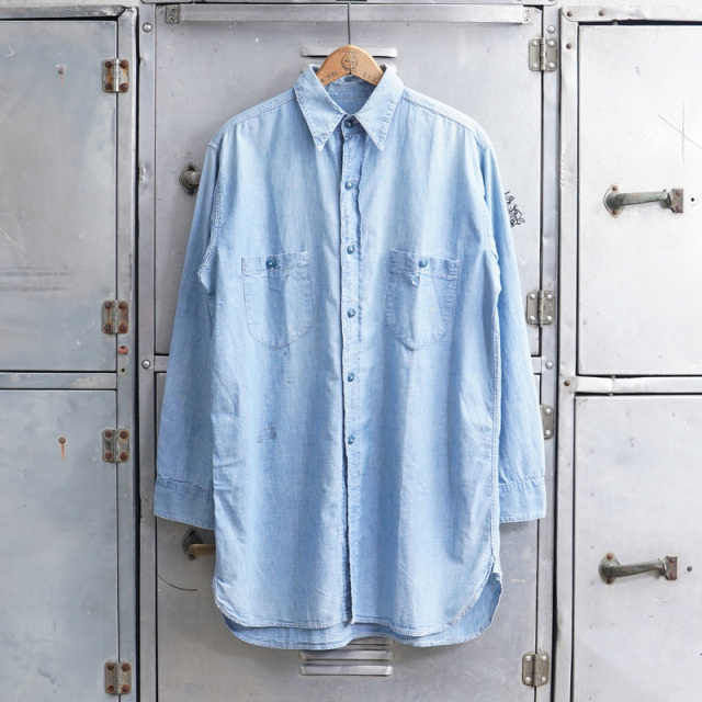 1940s U.S. NAVY Chambray ユーティリティシャツ about Lサイズ【T】【キャンペーン対象外】
