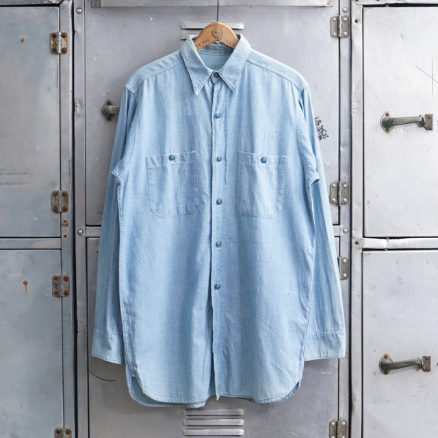 1940s U.S. NAVY Chambray ユーティリティシャツ 16サイズ【T】【キャンペーン対象外】