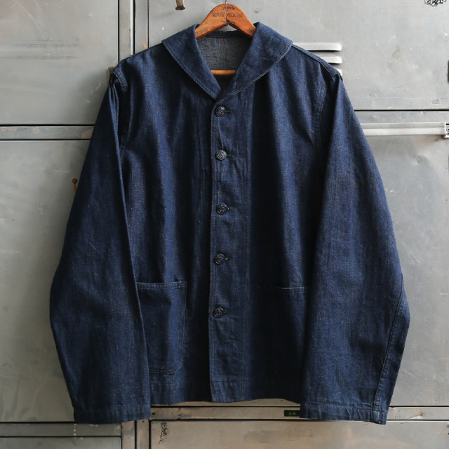 実物 USED 米海軍 U.S.NAVY ショールカラー デニムジャケット【T】【キャンペーン対象外】