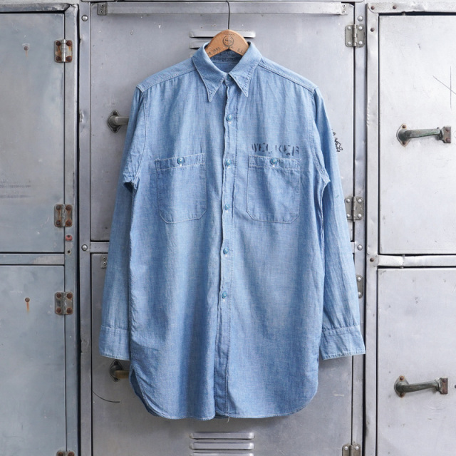 1940s U.S. NAVY Chambray ユーティリティシャツ サイズ14【T】【キャンペーン対象外】