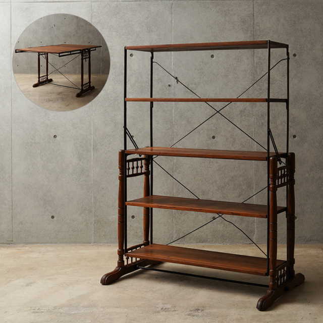1890s U.S. Antique The Combination Table Co. Metamorphic Baker's ラック＆テーブル【38】【T】【キャンペーン対象外】