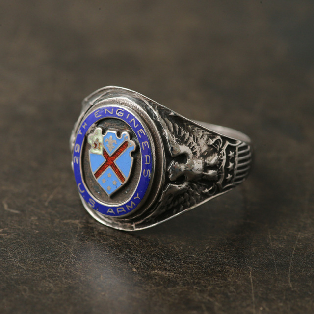 U.S.ARMY 28th ENGINEERS(第29工兵大隊) リング STERLING エナメルエンブレム【T】【キャンペーン対象外】