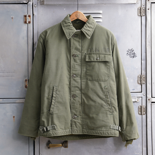 1980s U.S.NAVY A-2 デッキジャケット ASN ORD08ステンシル SMALL【T】【キャンペーン対象外】