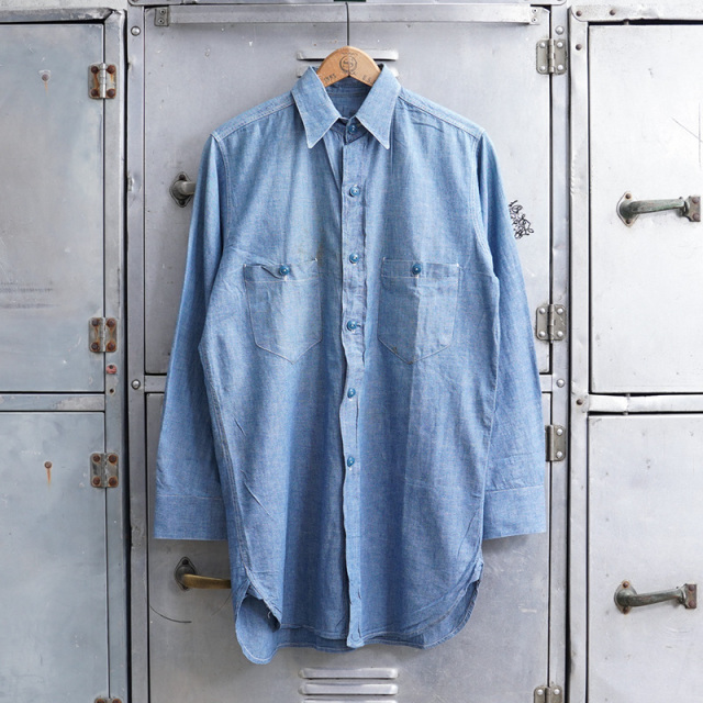 1940s U.S. NAVY Chambray ユーティリティシャツ 14サイズ【T】【キャンペーン対象外】