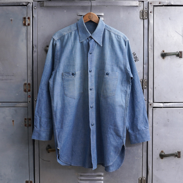 1940s U.S. NAVY Chambray ユーティリティシャツ about Mサイズ【T】【キャンペーン対象外】